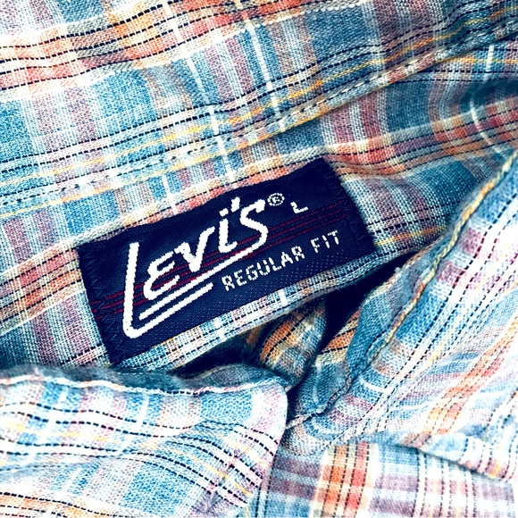 Levi’s Mens Vintage 80s Regular Fit Long Sleeve Button Down Western Plaid Shirt - Picture 4 of 4